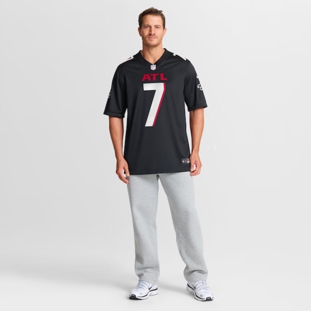 NFL Bijan Robinson ATL #7 Black Football Jersey with White and Red Accents